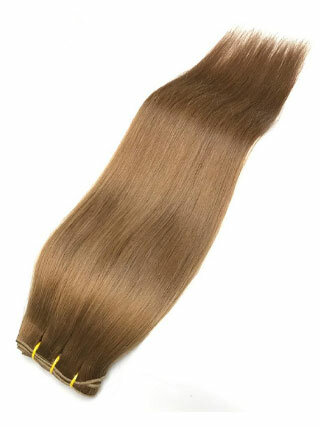 Auf dem Bild ist eine Haartresse für die Wefttechnik von Haarwelten Deluxe Hair Extensions zu sehen.